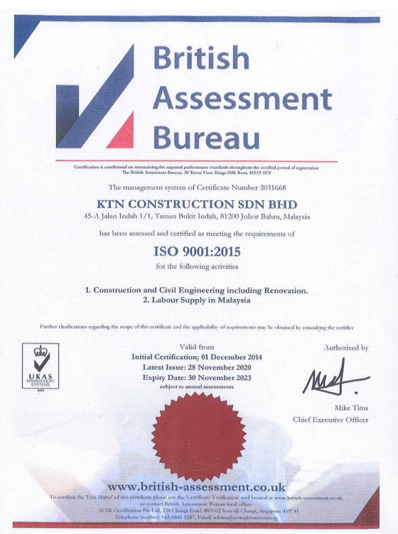 ISO Certificate ISO 9001:2015